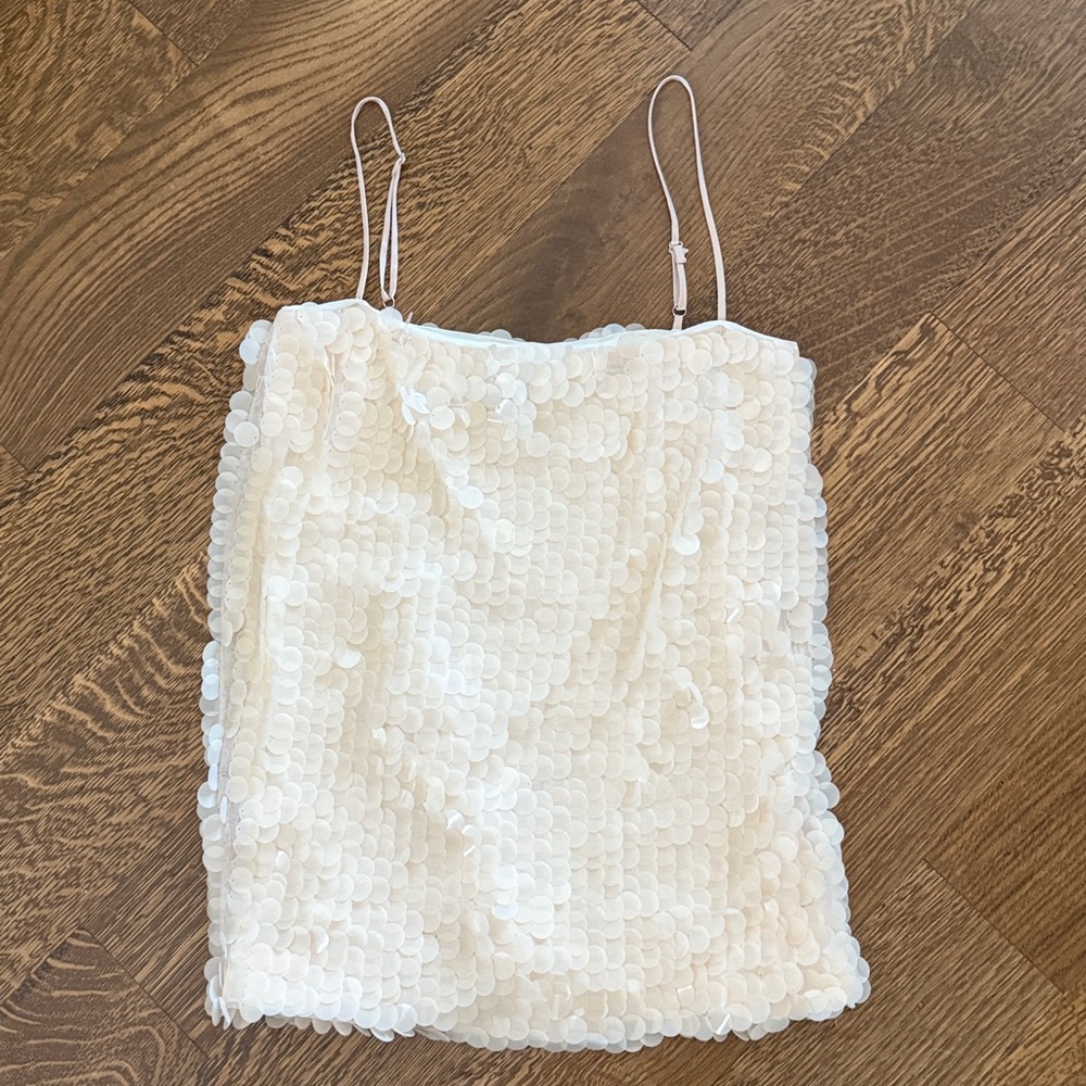 Reformation Cream payette beaded Top